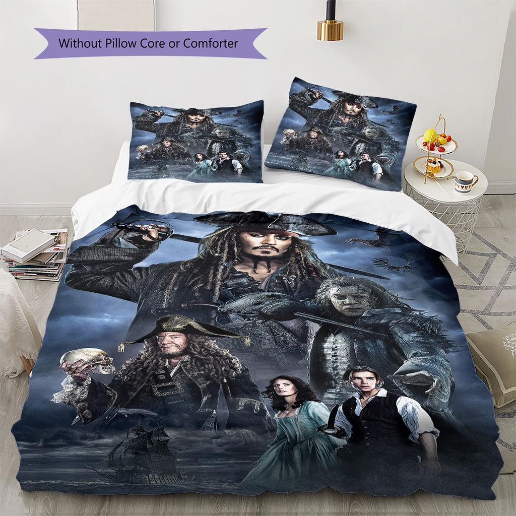 POTC Pattern Bedding Home Decoration Birthday Gift ( 1 Duvet Cover + 2 Pillowcase, Without Core),fan Merchandise.
