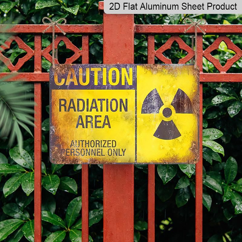 2D Flat Vintage Warning Radiation Hazard Metal Signage - Kitchen, Garage, Men'S Cave and Living Room Decorations with Vintage Wall Art and Easy