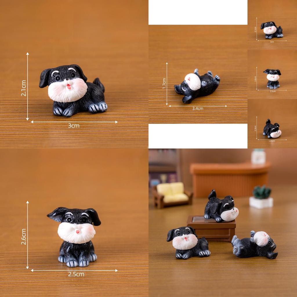 Adorable Schnauzer Resin Figurine Miniature Creative Diy Landscape Decoration