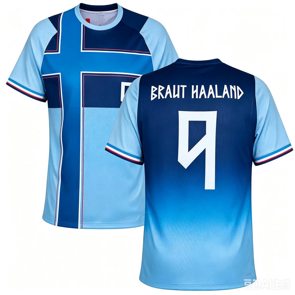 SUMMER Haaland 9 Norway Soccer Jersey Norwegian Flag Cross Print Dual-sided Breathable Quick-dry Fabric Crew Neck Unisex Short