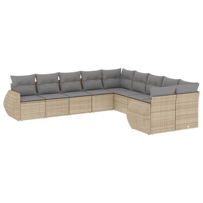 VidaXL Salon de Jardin avec Coussins 10 pcs, Canapés de Terrasse, Ensemble de Meubles de Patio, Mobilier d'Extérieur, Beige 3221908