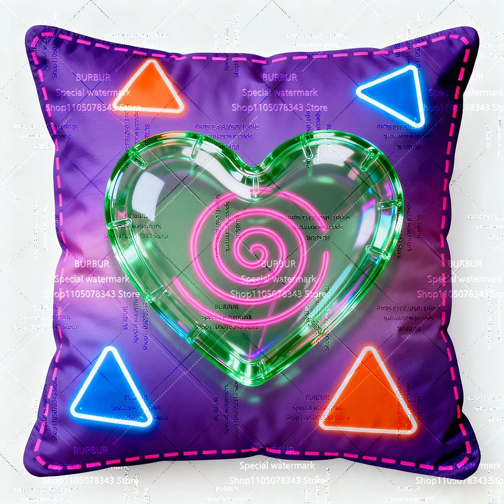 Y2K printed square pillowcase color dopamine bright color square pillowcase can be cleaned and replaced 45cmx45cm