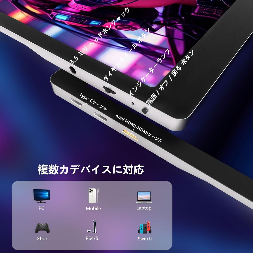 4K Mobile Monitor Inch UHD HDR Portable Gaming Monitor sRGB Lightweight Metal Touchscreen Mini HDMI Travel for Switch 15.6 120% Type-C Laptop, PC,