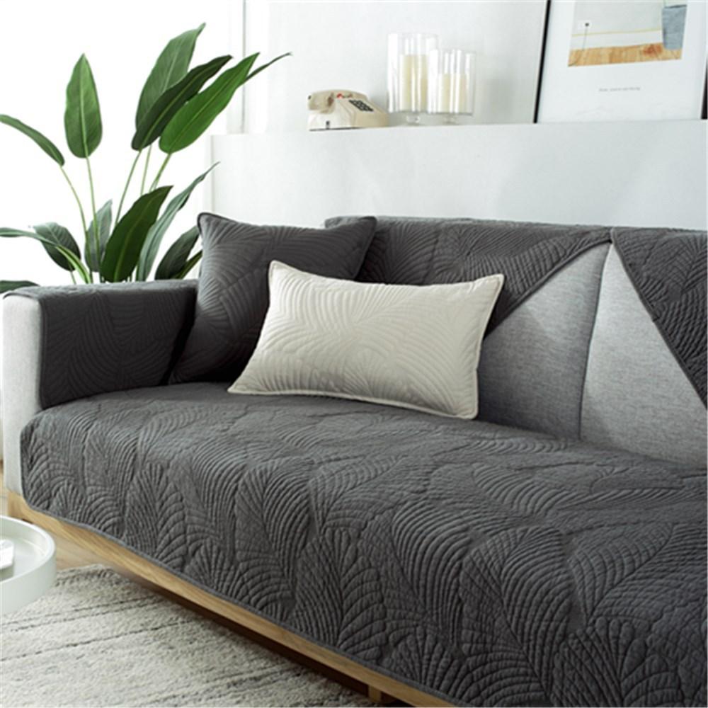 Four Seasons Universal Sofa Cushion Pure Cotton Fabric Cushion Cotton Nordic Simple Modern Non-Slip Solid Wood Sofa Cover Slipcover