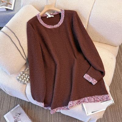 Large-size Women's Knitted Sweater with Long Sleeves, Suitable for Spring and Autumn. This Design Piece Is Stylish and Can Make You Look Slimmer.
