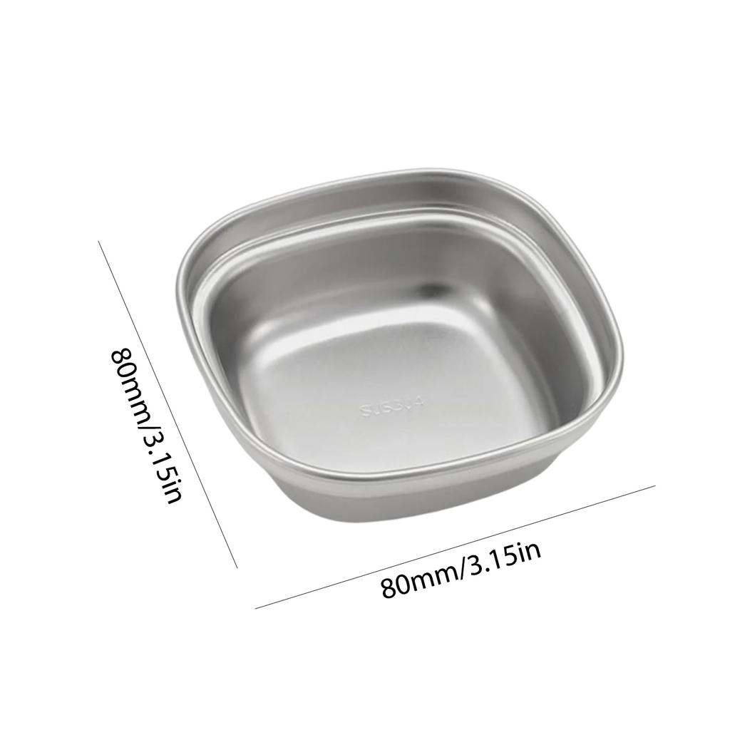 1/2/3/4-grid Seasoning Dish 304 Stainless Steel Compartment Divided Sauce Plate Corrosion Resistant Tableware for Outdoor Picnic