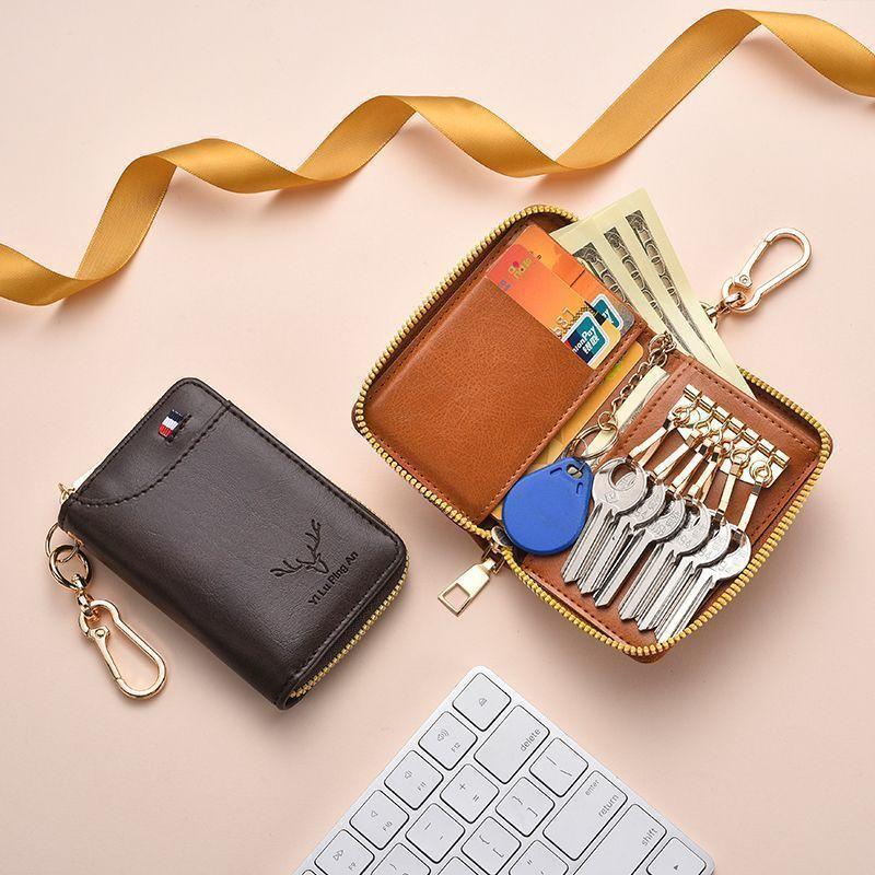 Multifunctional Car Key Case With Zipper And Soft Pu Material For Travel And Commuting