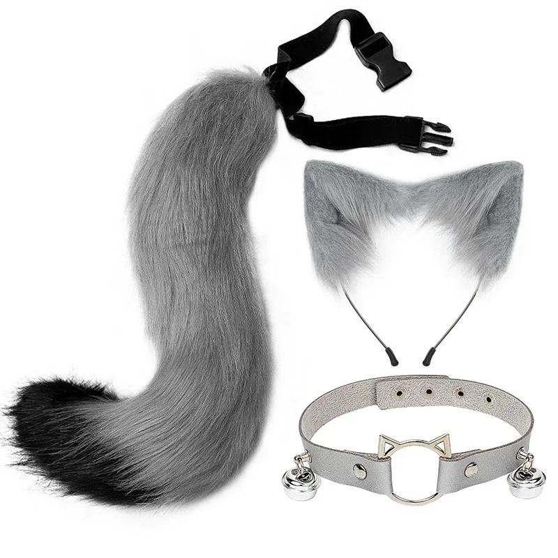Nouveau Renard Queue de Loup Fait Main Oreilles de Loup Renard Serre-tête et Queue en Fausse Fourrure pour Halloween Accessoires de Costume de Cosplay Cosplay