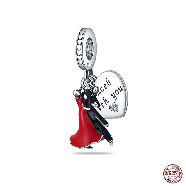 New 925 Sterling Silver Red Color Series Heart Shape Charms Beads Lucky Jewelry Gifts