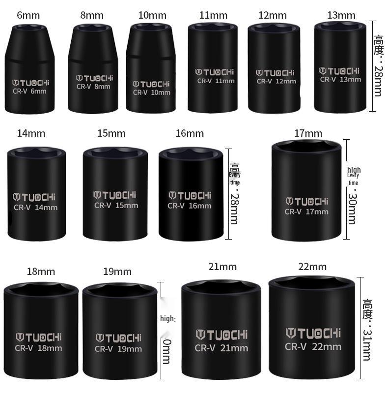 46-Piece 3/8" Medium Wall Metric/Imperial Extended Hex Air Impact Wrench & Ratchet Socket Set