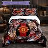 Juego de Cama de 3 Piezas con Patrón del Manchester United Suave Microfibra Funda Nórdica con Fundas de Almohada para Dormitorio