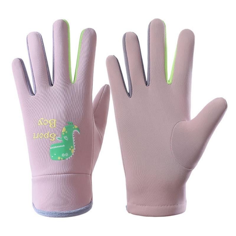 Winddichte Handschuhe Winter Warme Handschuhe Wasserabweisende Cartoon-Druck Kinder Fahrradhandschuhe Outdoor Thermische Fäustlinge mit für Winter