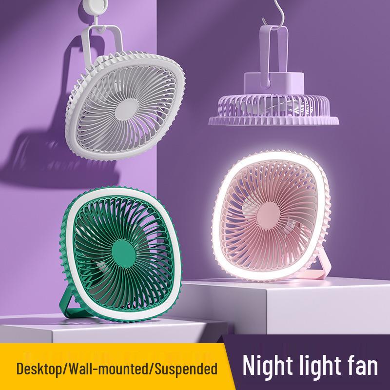 Silent Multi-functional Ceiling Fan: 4-in-1 Night Light, Wall-Mountable Desk Lamp with USB Charging for Home and Outdoor Use