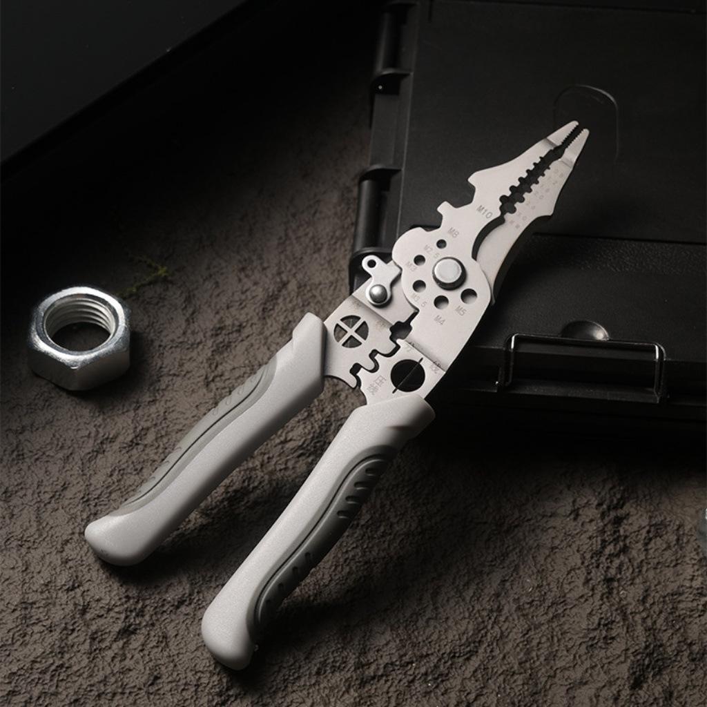 Multifunctional Electrician Wire Stripper & Cutter: Stripping, Skinning, Crimping, and Wrapping with Scissors