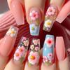 Wearable Floral Nail Tips and Detachable Nail Art Stickers - False Nails 