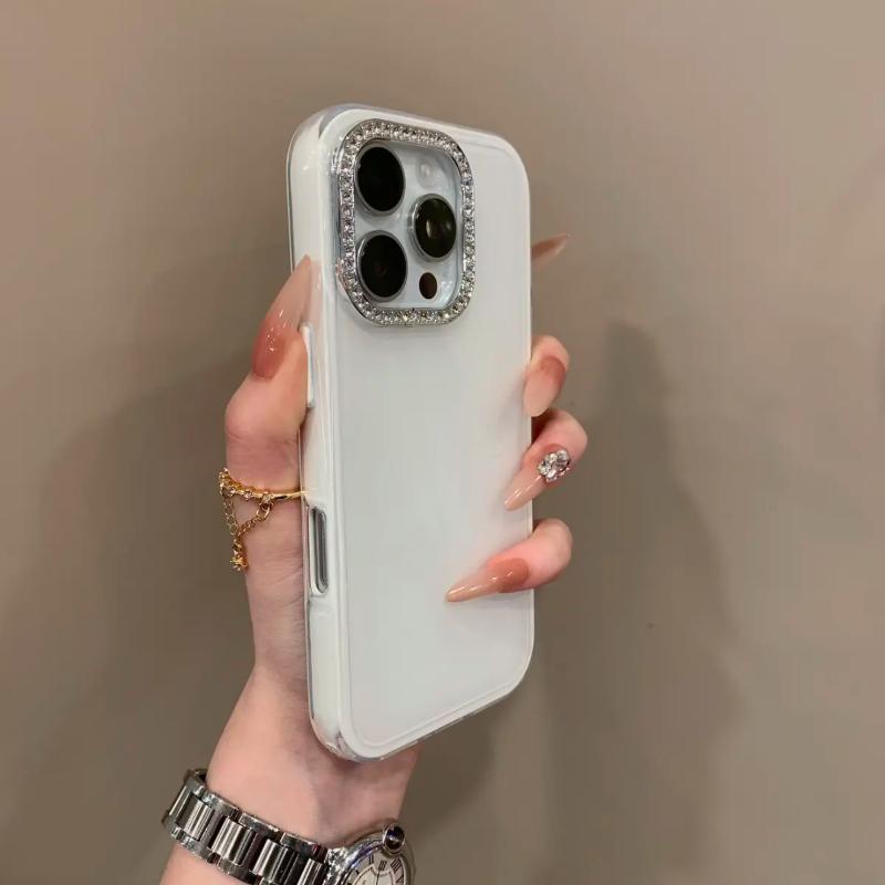 Ins Style High-value Flash Pink Diamond with Lens Film, Suitable for iPhone16promax Mobile Phone Case, New Candy Color 1