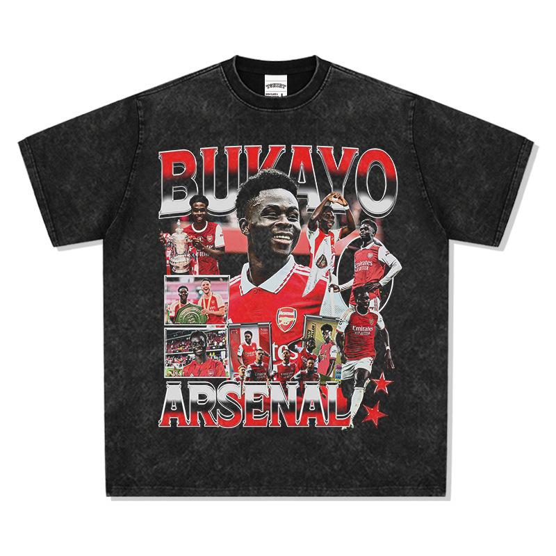Hooded Sweater Abukayosak T-Shirt Heavy Vintage Bukayo Crew Neck Saka Print Short Sleeve S