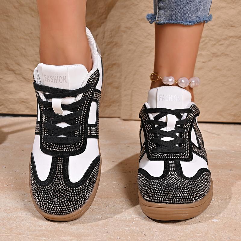 Fashion Women's Fashion Crystal Flat Sneakers Lightweight Soft Sole Sports Shoes for Women 2025 Spring New Walking Shoes Zapatos Mujer