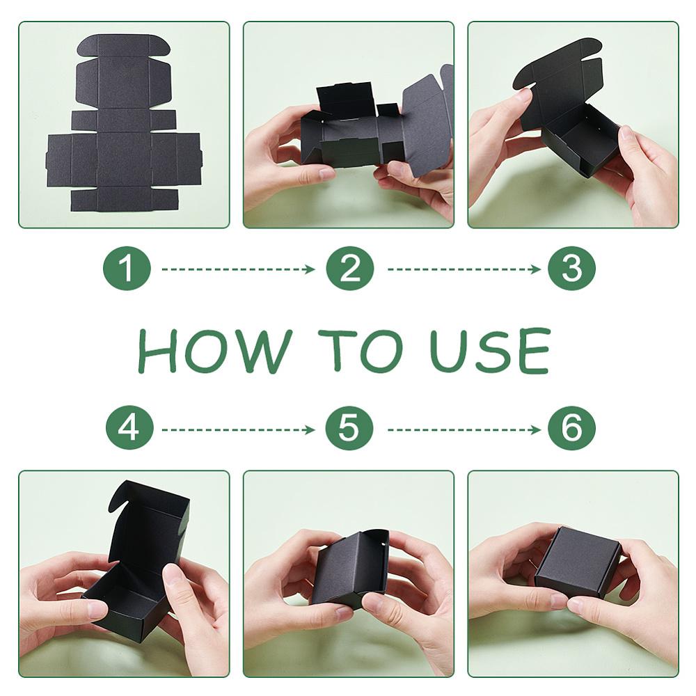 100pcs Cardboard Gift Packaging Boxes Folding Boxes for Hand-made Soap Square Black Finnished Product: 5.5x5.5x2.5cm