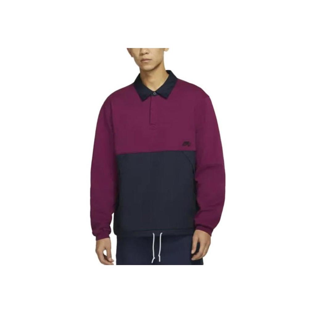 Nike Colorblock Fleece Polo Sweatshirt Men Tops Purple DJ6082-610
