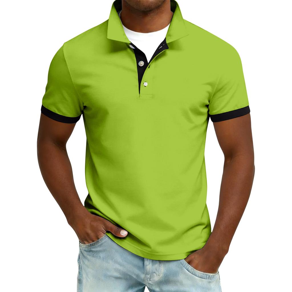 Men's Summer Button Lapel Loose Short Sleeve Top Men's Casual Fashion Top