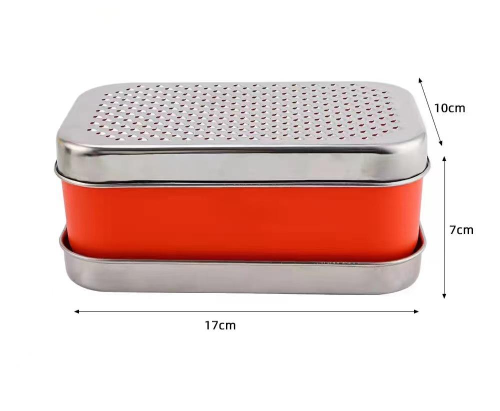 Double-sided Cheese Grater Portable Shredder Ginger Garlic With Container Lid Stainless Steel Fruit Vegetables Home Kitchen Tool