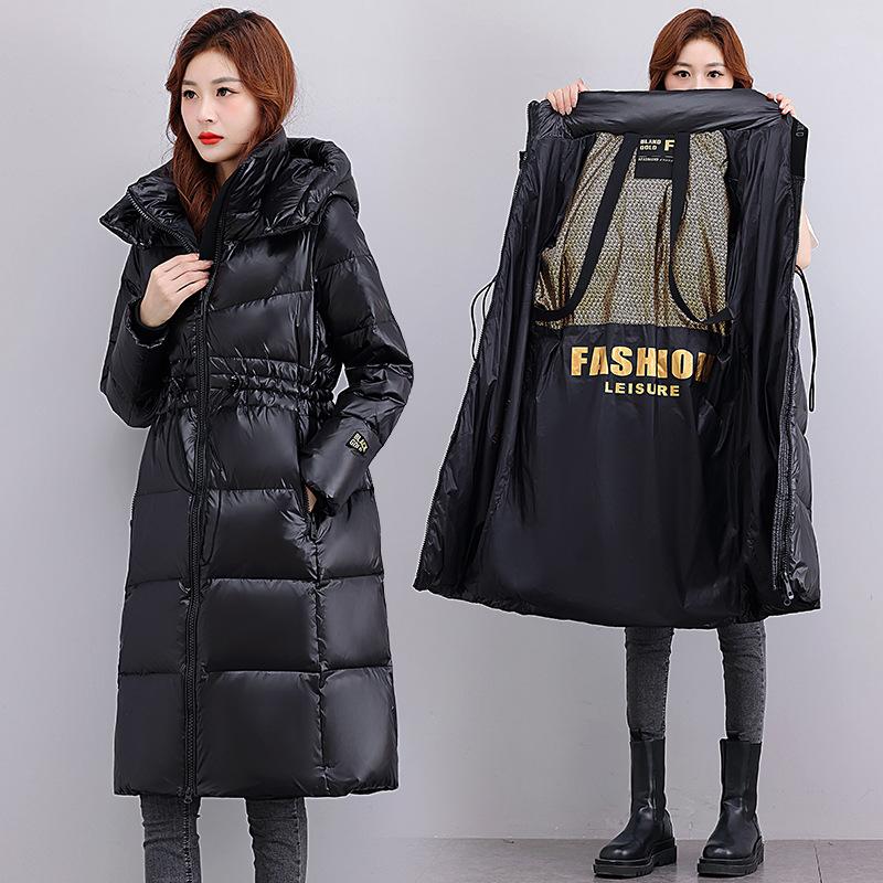 

Women s Winter Extended White Duck Down Jacket XL чёрный