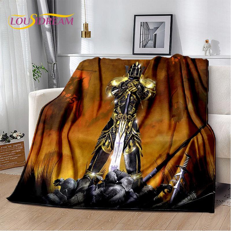 Cavalier Knight Templier Crusaders Joc pătură moale de pluș, pătură de flanel pătură pentru sufragerie dormitor pat canapea picnic