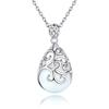 Sterling Silver S925 Necklace Hollow Vintage Crystal Pendant Ladies Jewelry Clavicle Chain Accessories