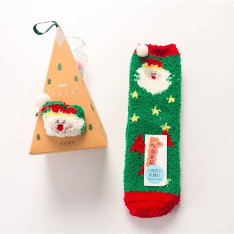 Winter Coral Fleece Cartoon Circle Socks for Ladies - Christmas Homewear Socks with Thick Padding - Christmas Limited Edition