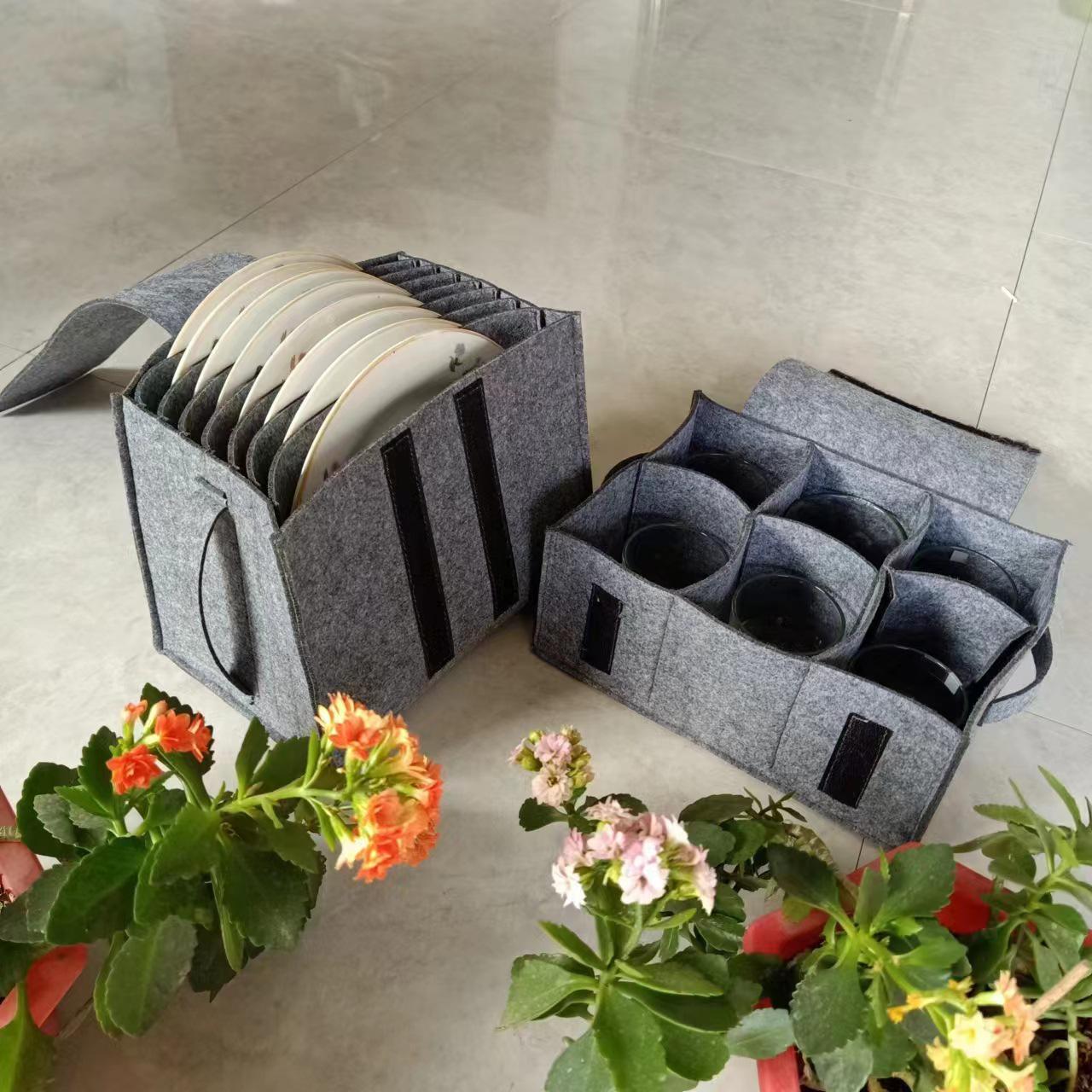 

Портативная фетровая сумка для хранения посуды для пикника и кемпинга, многослойная конструкция для легкой организации