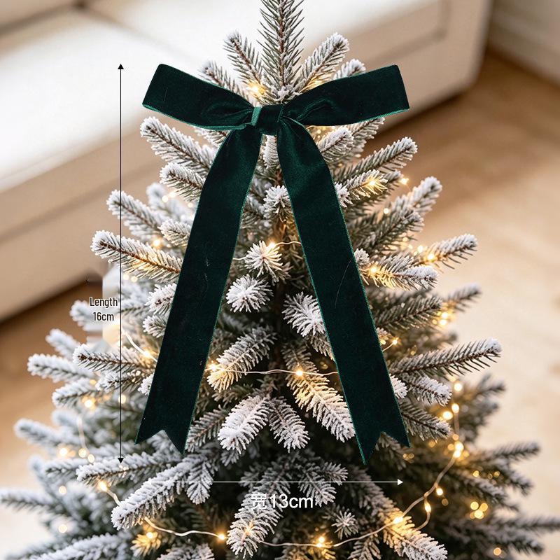 Velvet Ribbon Christmas Bow Pendant for Tree & Party Decorations