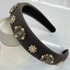 Lux Velvet Sponge Padded Rhinestone Flower Hairbands Headbands Ornament Accessories For Women Hair Accessories