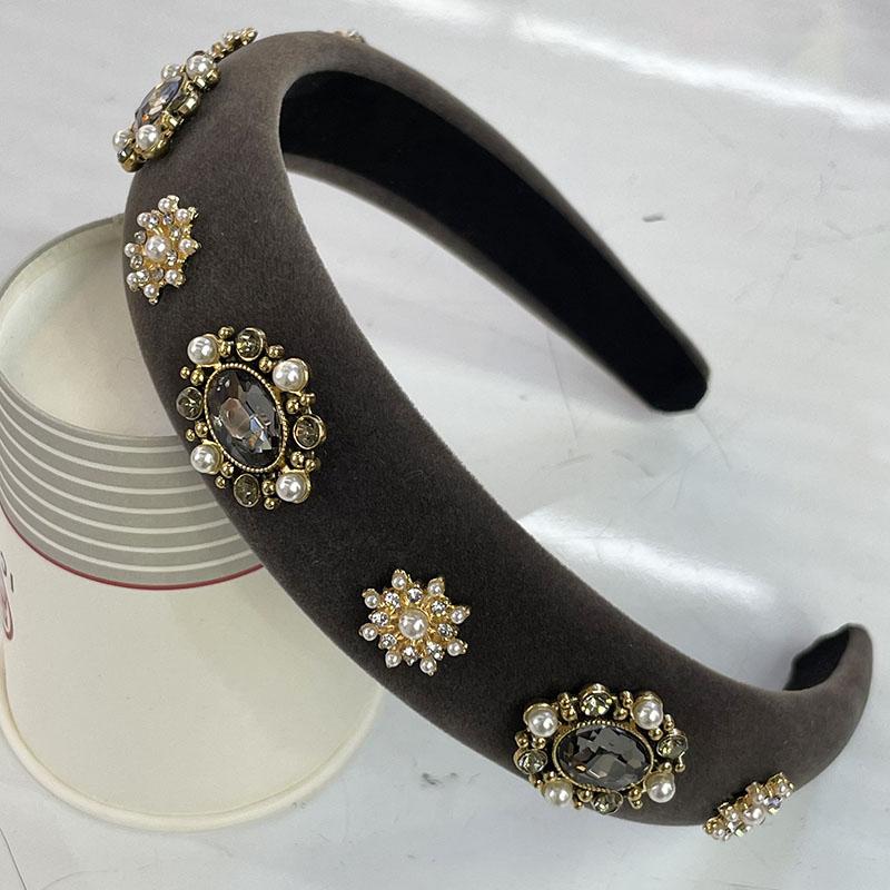 Lux Velvet Sponge Padded Rhinestone Flower Hairbands Headbands Ornament Accessories For Women Hair Accessories