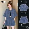 Korean Style Women's Chic Summer Workwear: Versatile Loose Short Sleeve & Shorts Two-Piece Uniform Set