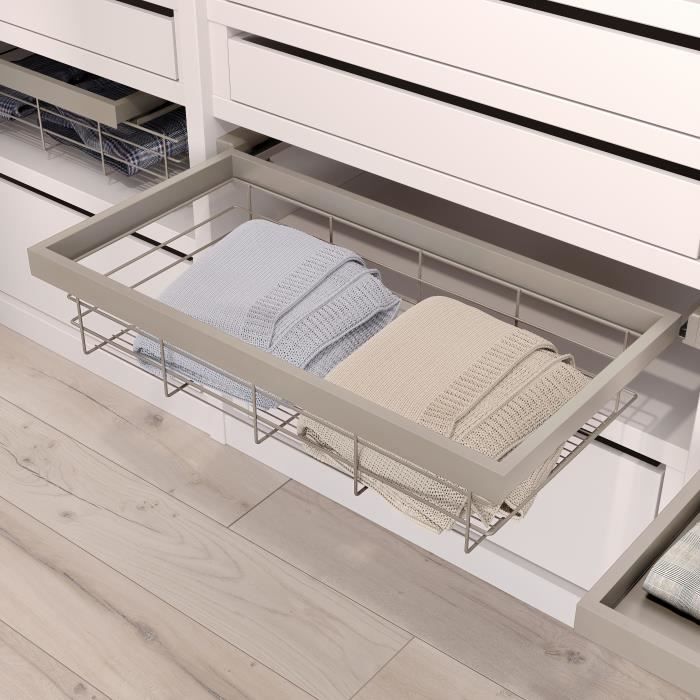 Emuca Kit de panier et cadre coulissant avec fermeture souple pour armoire, réglable, module 800mm, Gris pierre