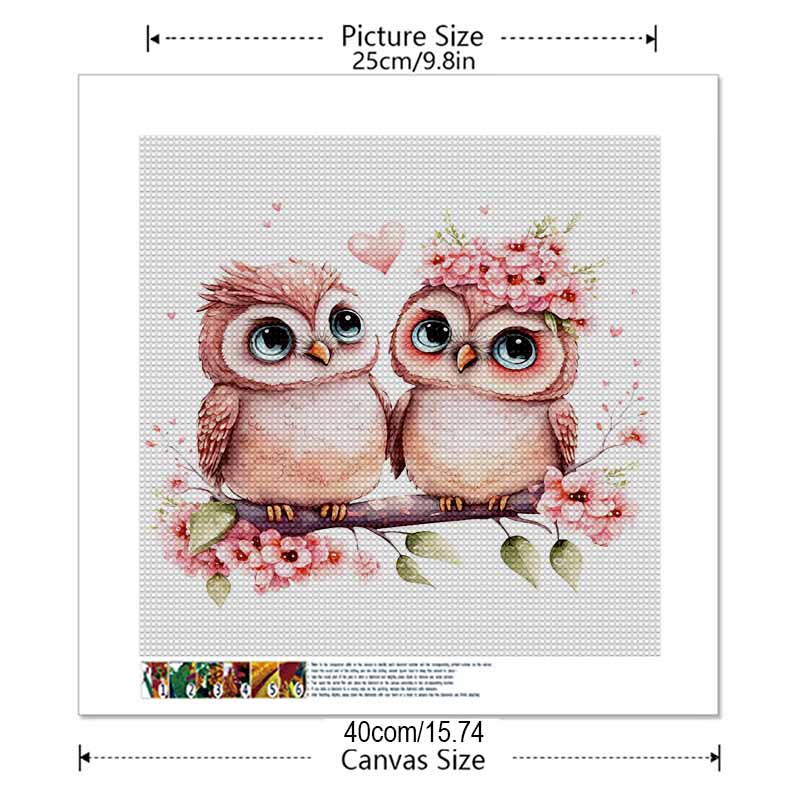 New Arrival 5D DIY Full Circle Diamond Painting "Pink Owl Couple" Embroidery Cross Stitch Home Decor Gift