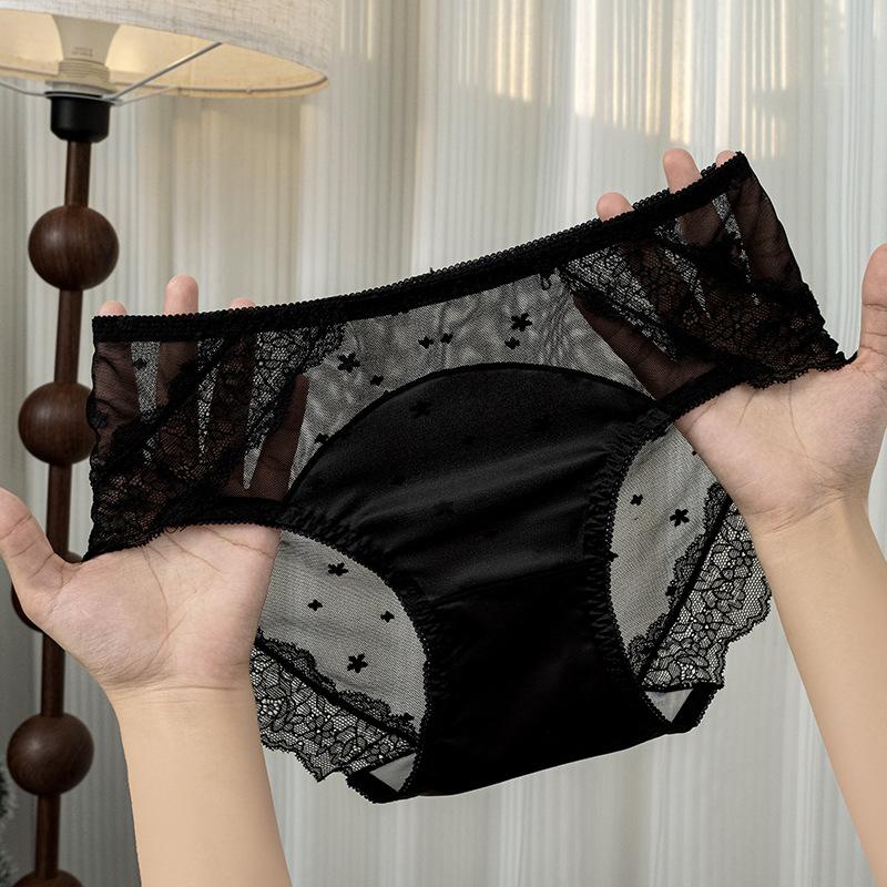 

Женское весенне-летнее сексуальное и удобное полупрозрачное кружевное нижнее белье с высокой посадкой и разрезом L чёрный