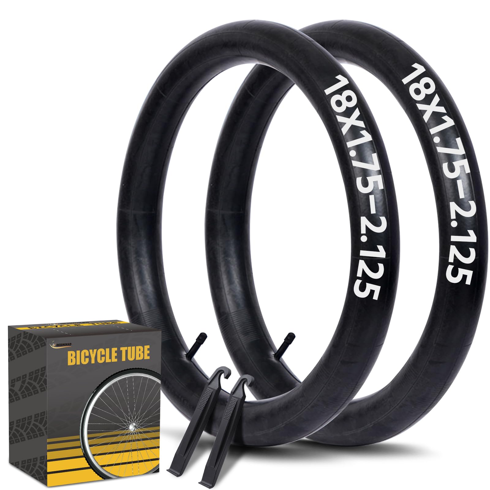 

Две велосипедные камеры, совместимые с клапанами Шредера 32 мм, x для горных велосипедов, 18-дюймовые камеры, (18 1.75/1.9/1.95/2.0/2.1/2.125), Дети чёрный