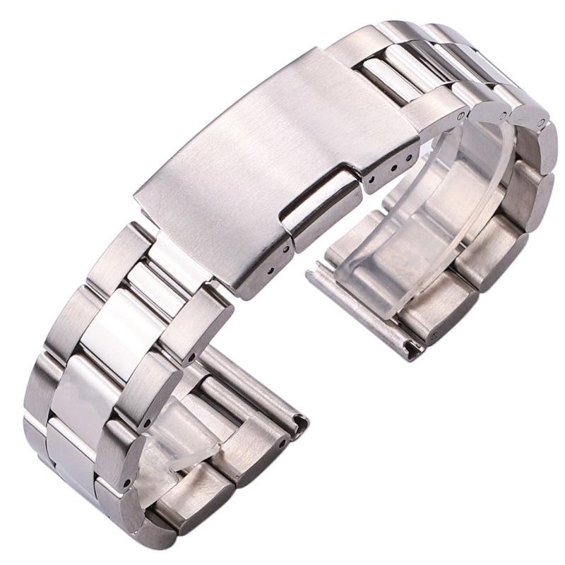Edelstahl-Uhrenarmband 18 mm 20 mm 22 mm 24 mm 26 mm 28 mm 30 mm Faltschließe Herren-Ersatz-Armbanduhr-Band-Zubehör