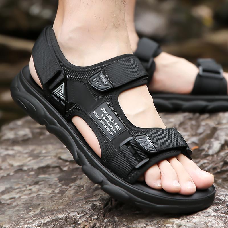 Fashion Summer Breathable Mens Leather Sandals Trending Soft Sole Sandals Comfort Thick Soled Man Leather Sandals for Boy Trend Designer