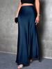 Elegant Women's High-Waisted Solid Color Satin Fishtail Skirt - Extra Long Length, 2025 Collection.