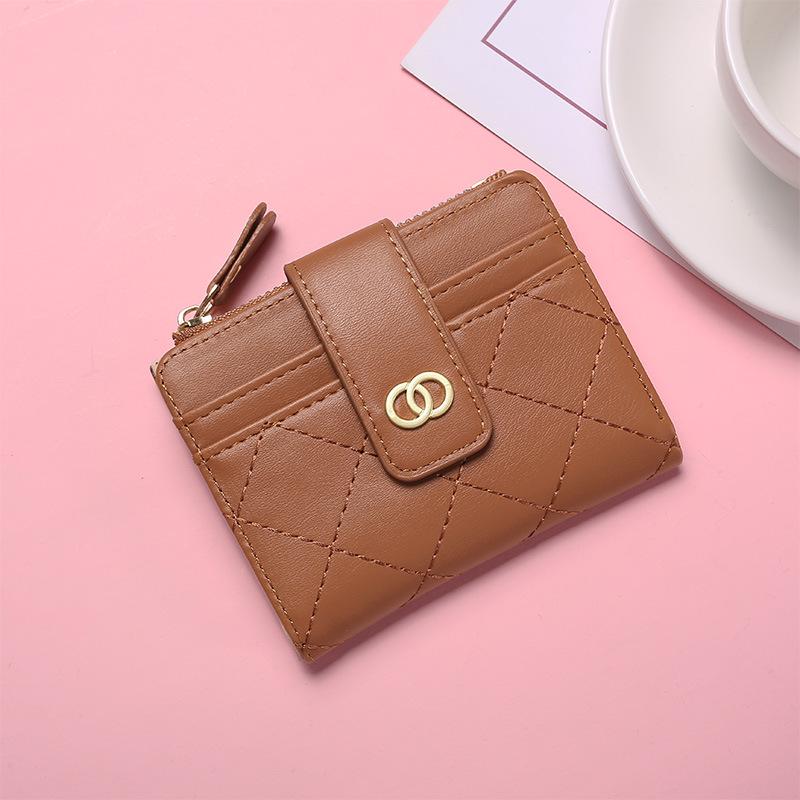 2024 Spring Women's High-End Zipper Coin Purse: Short Solid Color Wallet & Card Holder