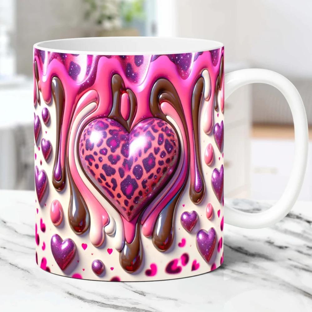3D Love Heart Shape Valentine's Day Ceramic Coffee Mug Tea Cup