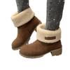 Large size 2024 winter medium boots two wear round head suede thick heel large cotton snow boots women's Martin boots