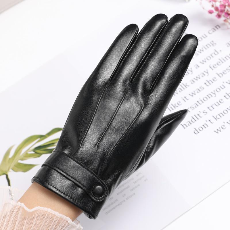 Women's PU Leather Touchscreen Gloves: Cold-Proof, Windproof, Fleece-Lined, Ideal for Autumn/Winter Driving.