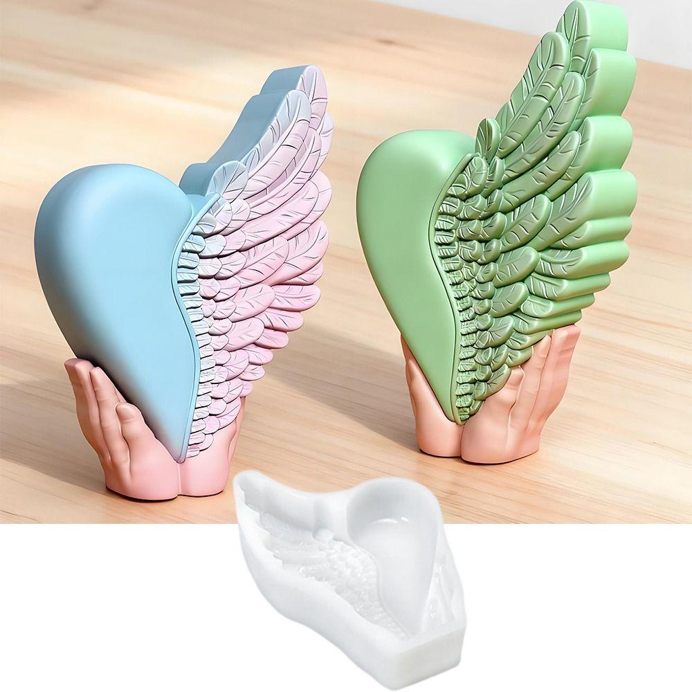 Reusable Valentine's Day Handmade Soap Mold 3D Gypsum Mold Heart Wing Resin Mold Couple Gift