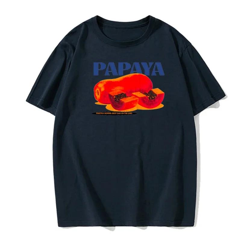 Summer Men's T-shirt Fruit Papaya Print Casual Fashion Simple T-shirt Round Neck Cotton European Size Men's Summer All-match Top