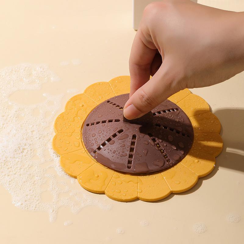 Wielofunkcyjny odpływ podłogowy słonecznikowy, odporny na zużycie, antyblokujący, elastyczny odpływ prysznicowy, do zbierania włosów w kuchni