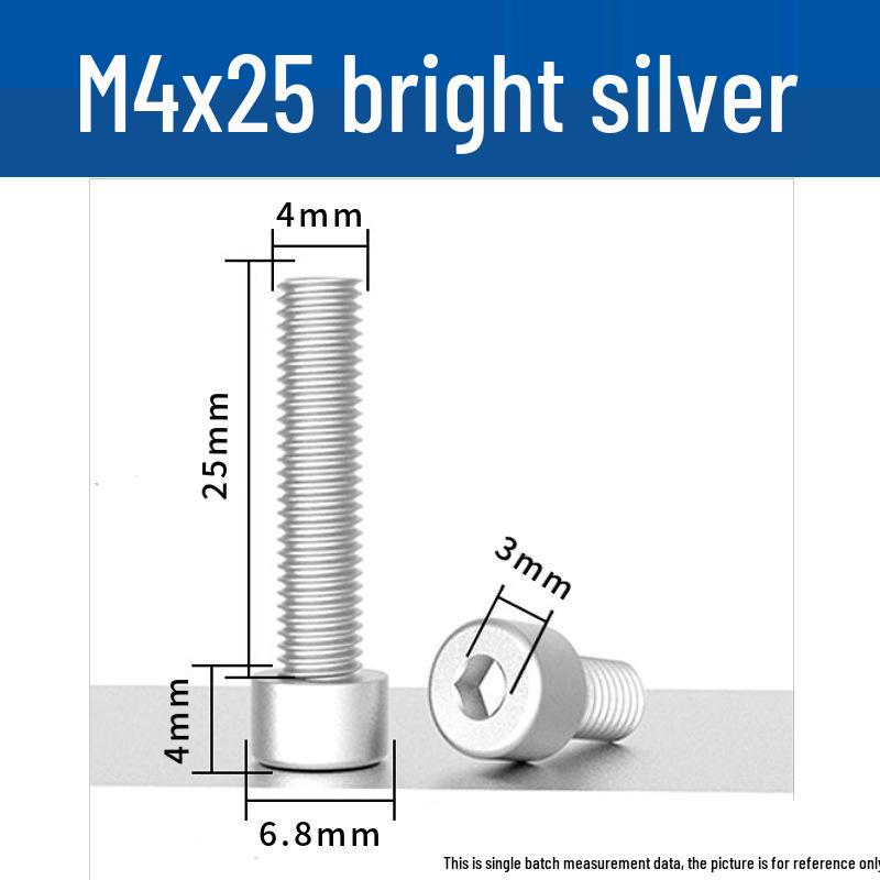 Šroub s vnitřním šestihranem M4 z eloxované hliníkové slitiny s válcovou zápustnou hlavou, antikorozní, barevná povrchová úprava.